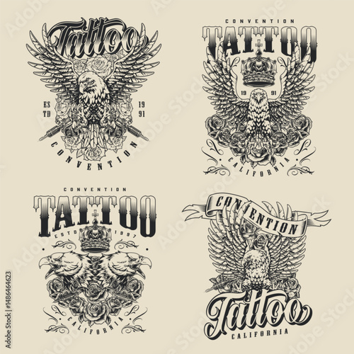 Eagle and crown tattoo art