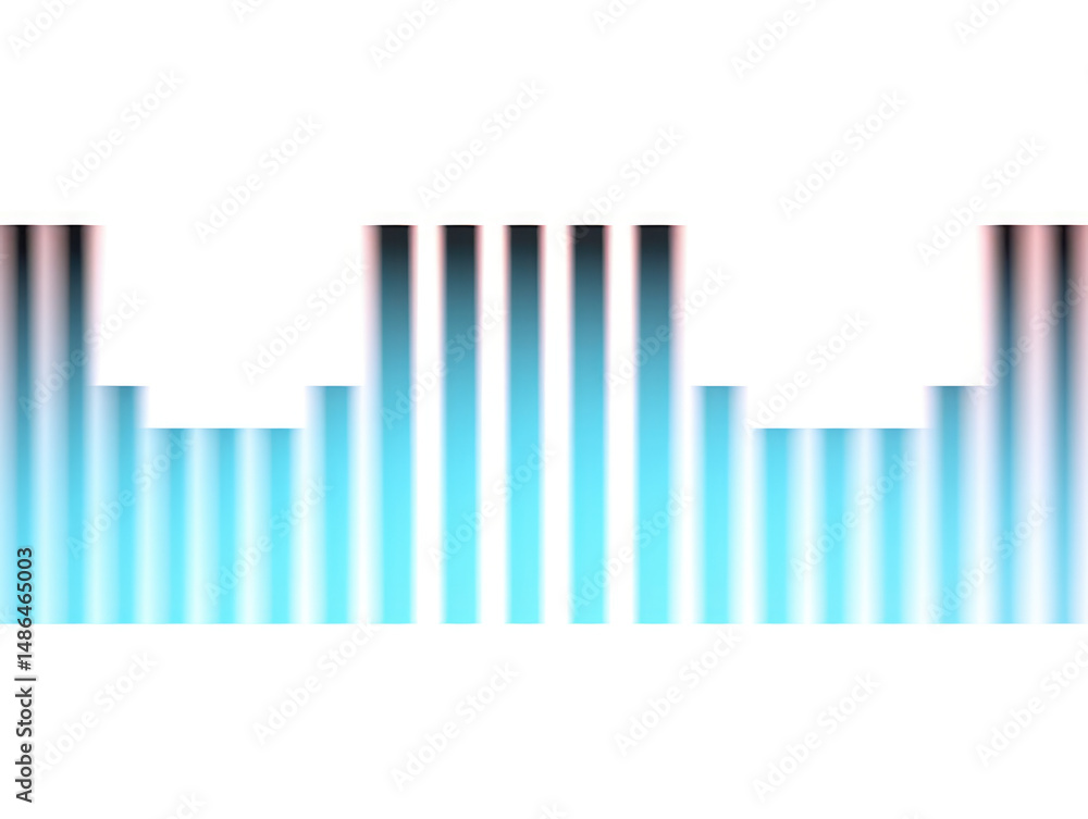 Obraz premium Vertical gradient bars in blue and teal, varying heights, set against white backdrop