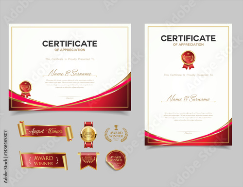 Certificate template diploma vintage border award background, Winner achievement certificate or diploma design 