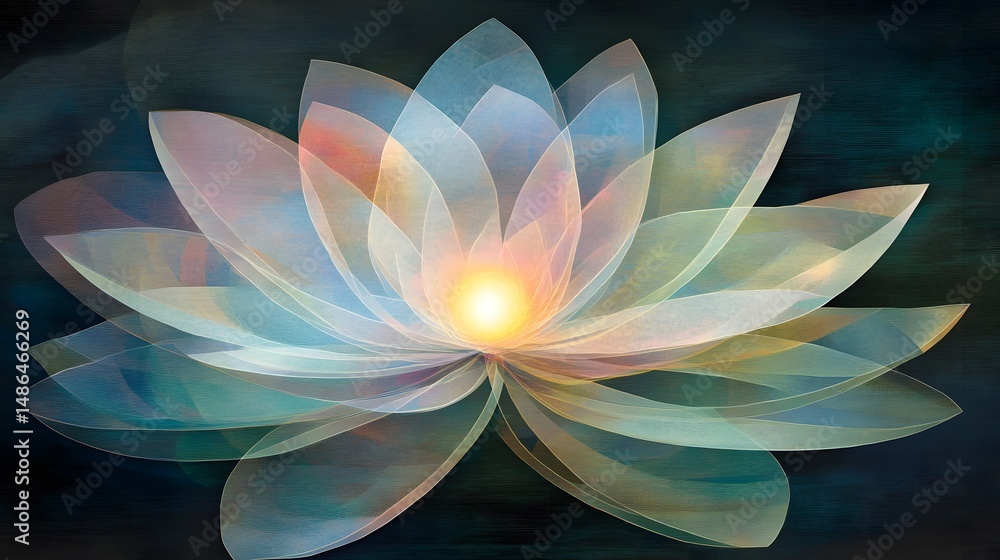 Fototapeta premium Abstract Pastel Lotus Flower Art Digital Painting