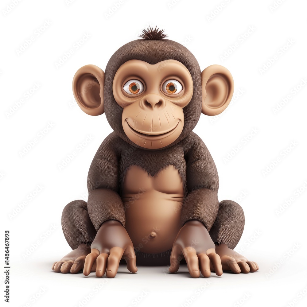Cute cartoon chimpanzee posed against a plain background. Cute cartoon chimpanzee posed against a plain background.
