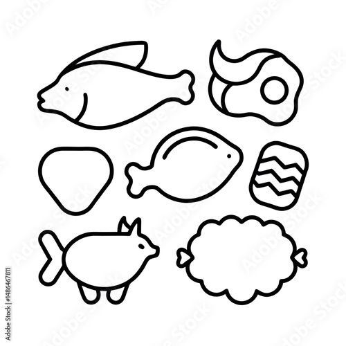 Fresh Meat Outline Vector Illustration