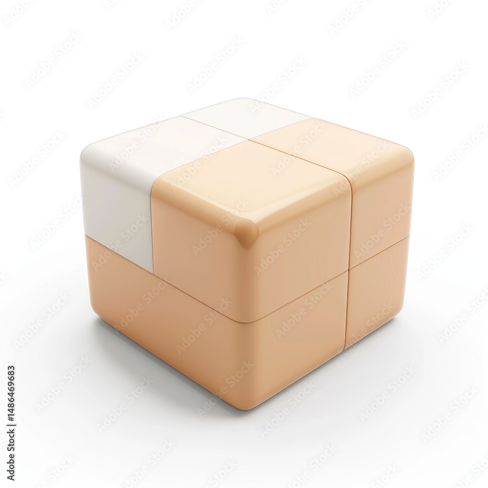 Obraz premium Geometric cube with contrasting color sections.