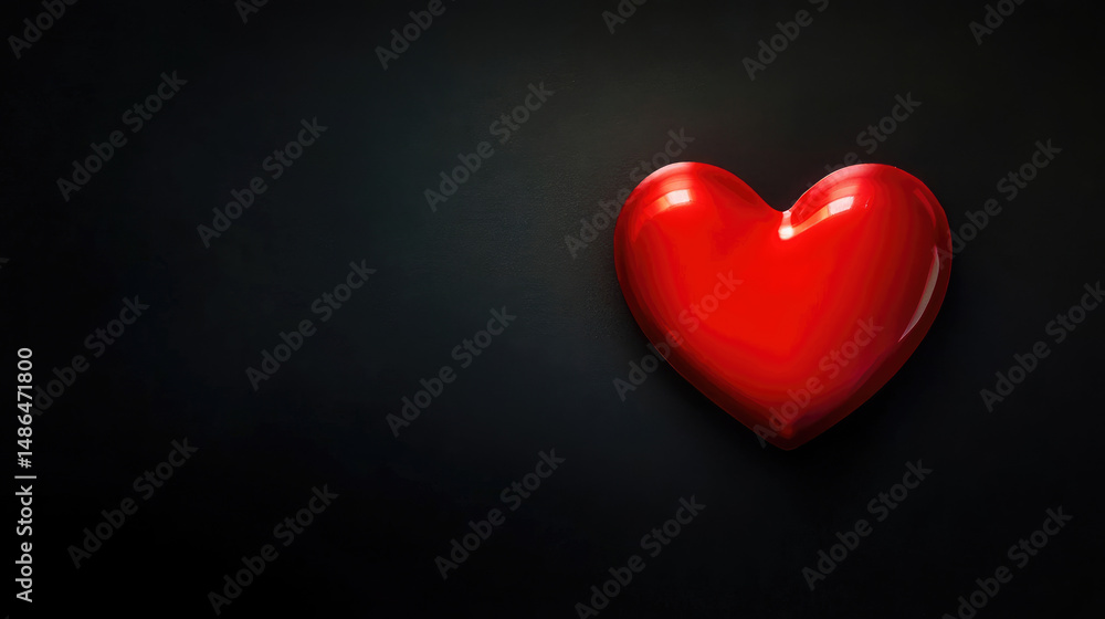 Shiny, vibrant red heart sits on a dark, textured background. Symbol of love and affection Shiny, vibrant red heart sits on a dark, textured background. Symbol of love and affection