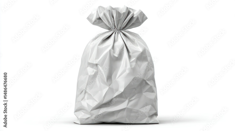 Sealed White Plastic Bag with Geometric Patterns Ideal for Minimalist Design Packaging Concep Sealed White Plastic Bag with Geometric Patterns Ideal for Minimalist Design Packaging Concep