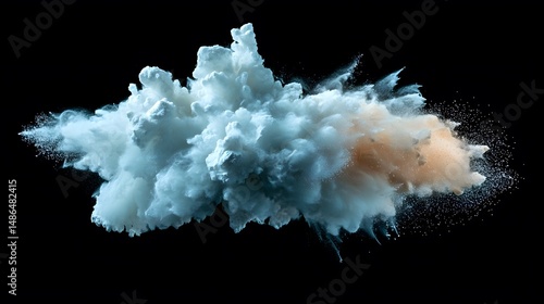 Abstract Blue and Beige Powder Explosion Cloud