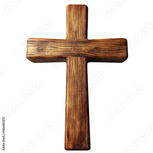 traditional wooden Christian cross on white backdrop

