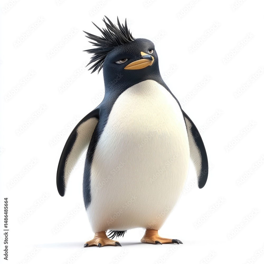 Naklejka premium Digital illustration of a cartoon penguin.