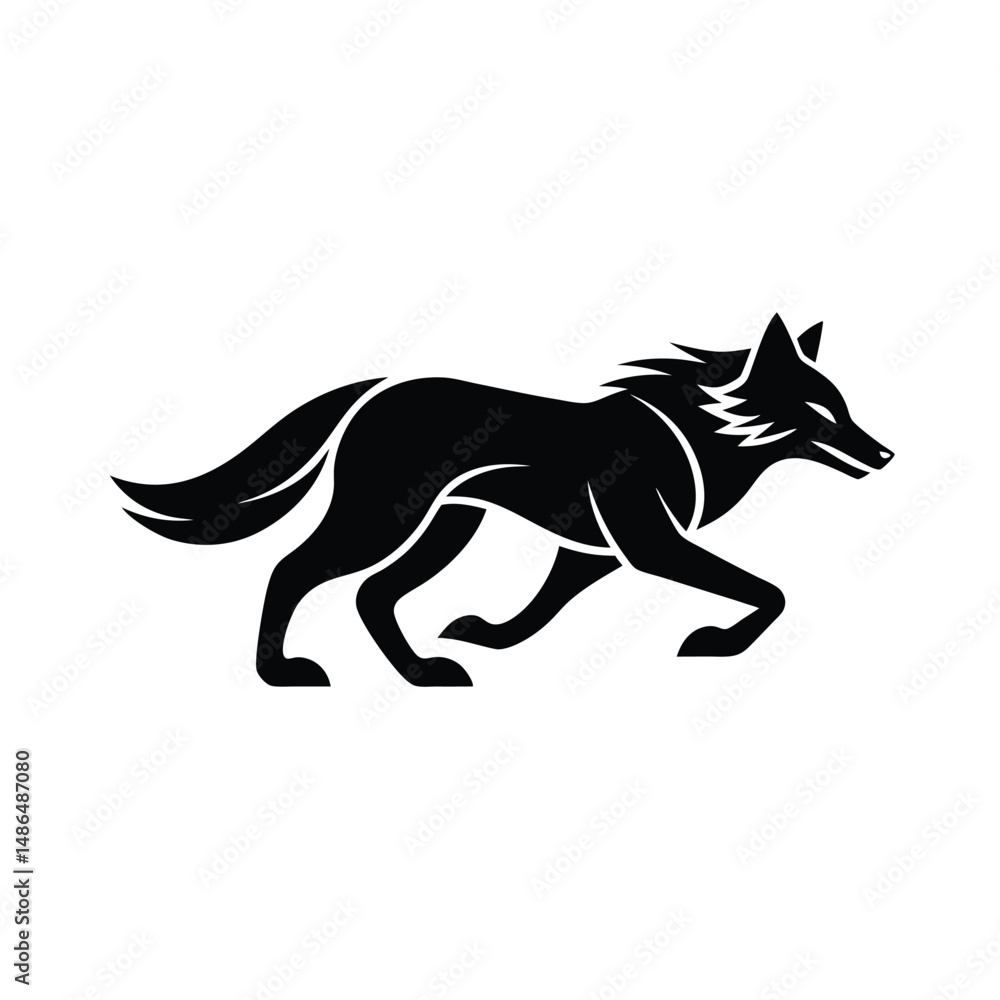 Running wolf silhouette vector graphic design Running wolf silhouette vector graphic design