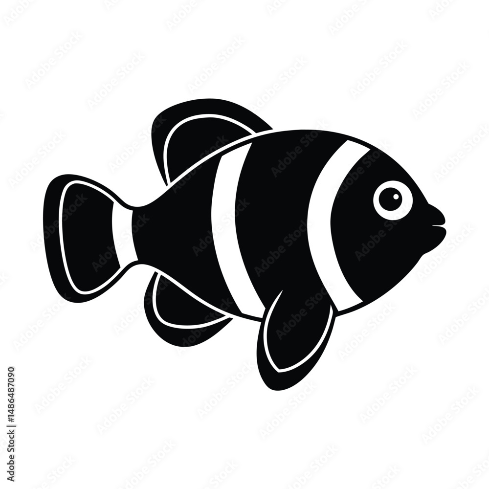 Naklejka premium Adorable black and white clownfish illustration