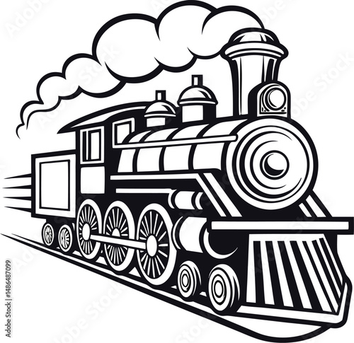 Moving Retro Steam Locomotive SVG | Vintage Train Vector Clipart for Cricut & Design Projects