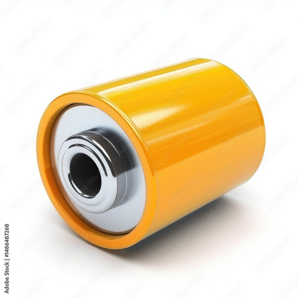 Bright, cylindrical object with metallic accents. Bright, cylindrical object with metallic accents.