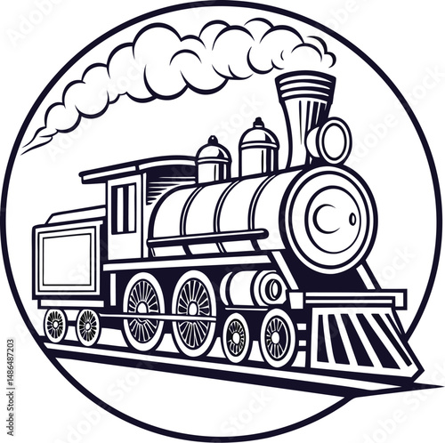 Moving Retro Steam Locomotive SVG | Vintage Train Vector Clipart for Cricut & Design Projects
