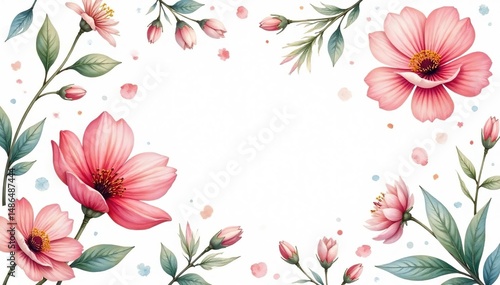Delicate watercolor floral pattern on soft white background, pretty, design