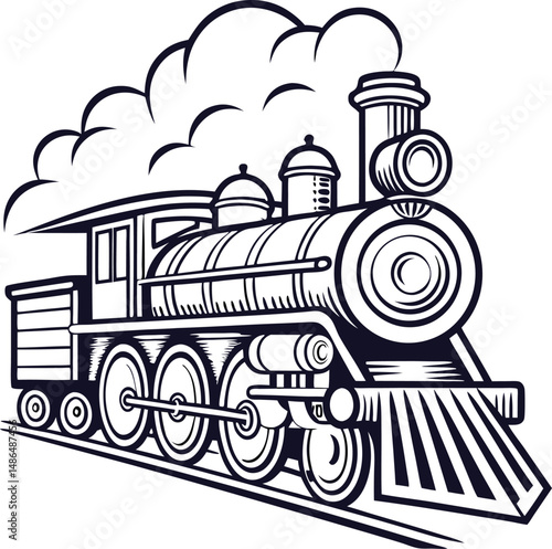 Moving Retro Steam Locomotive SVG | Vintage Train Vector Clipart for Cricut & Design Projects