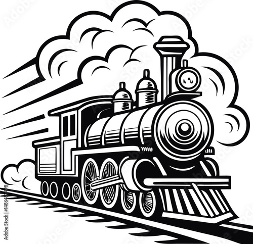 Moving Retro Steam Locomotive SVG | Vintage Train Vector Clipart for Cricut & Design Projects