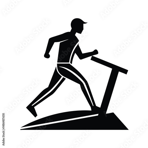 Man running on incline treadmill fitness workout