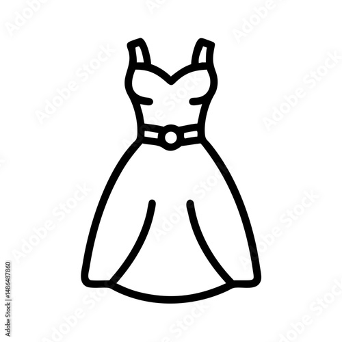 Line art depiction of a stylish dress with a fitted bodice  