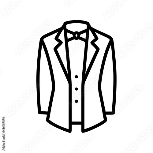 Tuxedo jacket graphic illustration in simple line art style  