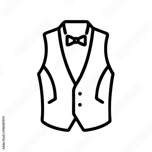 Tuxedo vest with bow tie in minimalist outline style  