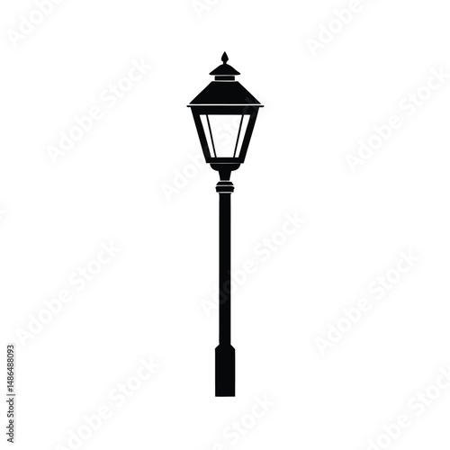 Classic black street lamp post silhouette design