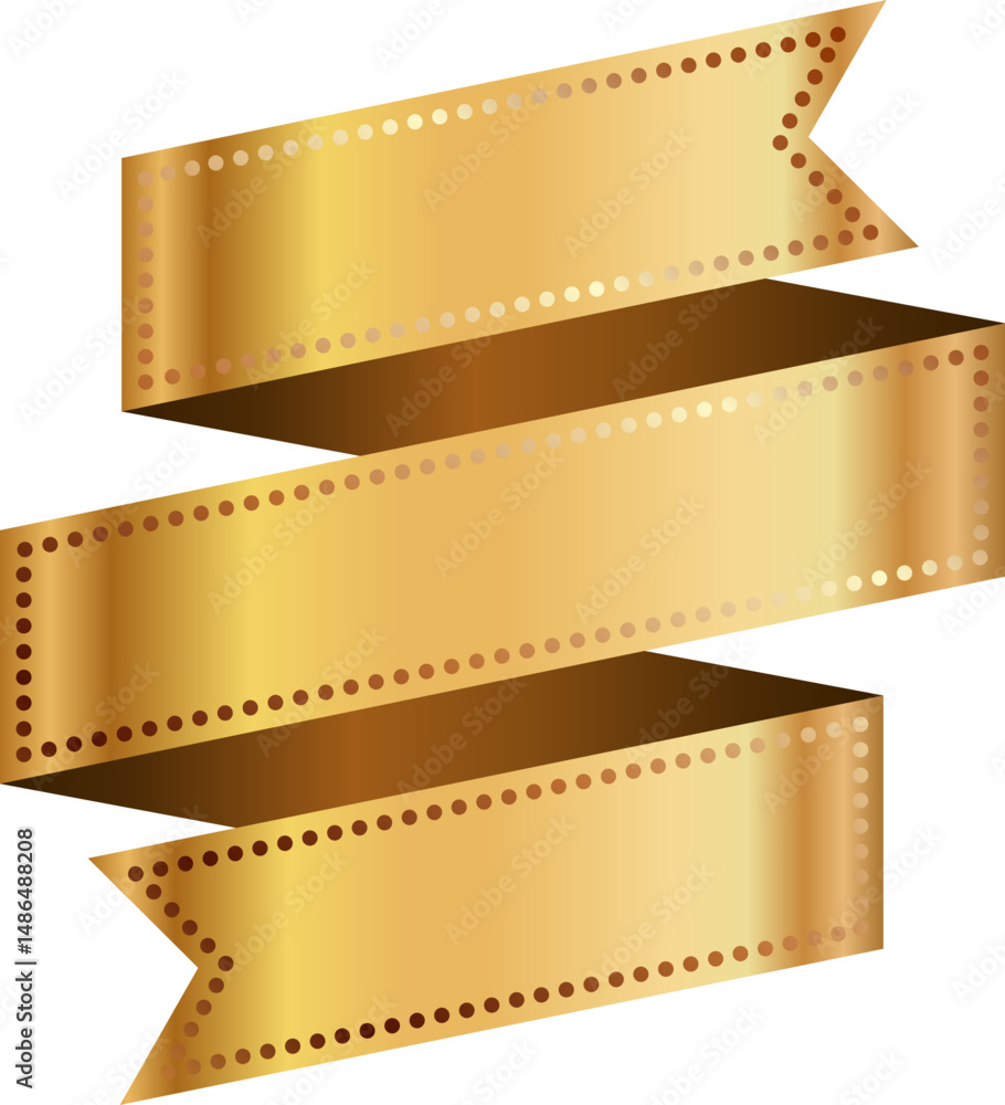 Obraz premium Golden ribbon set vector illustration for web design element