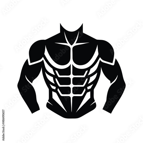 Muscular male torso fitness bodybuilding strength icon