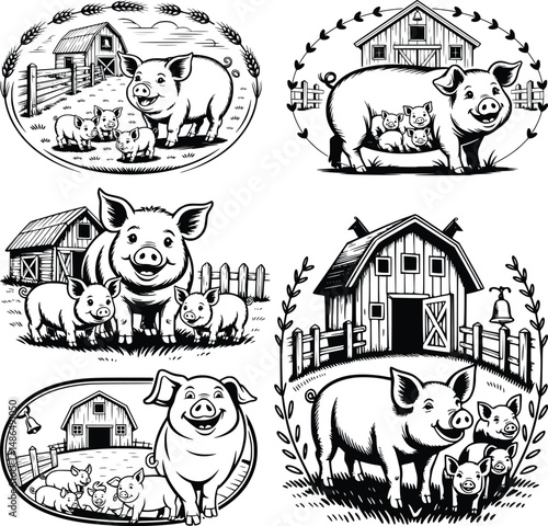 Pig , Farm Scene, Farm Animal Decor