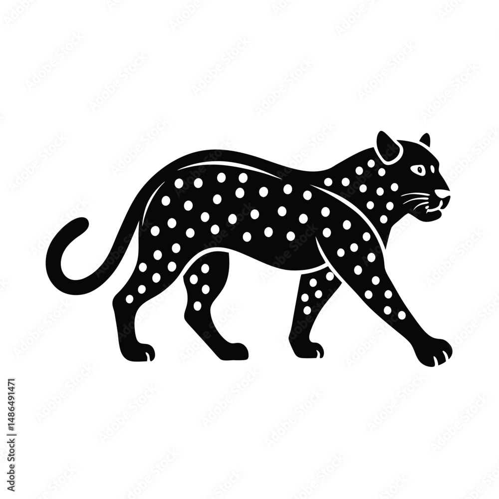Fototapeta premium Elegant black leopard silhouette walking design