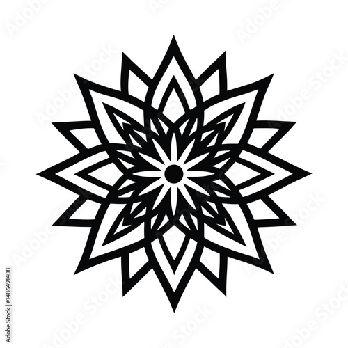 Black and white geometric floral mandala design