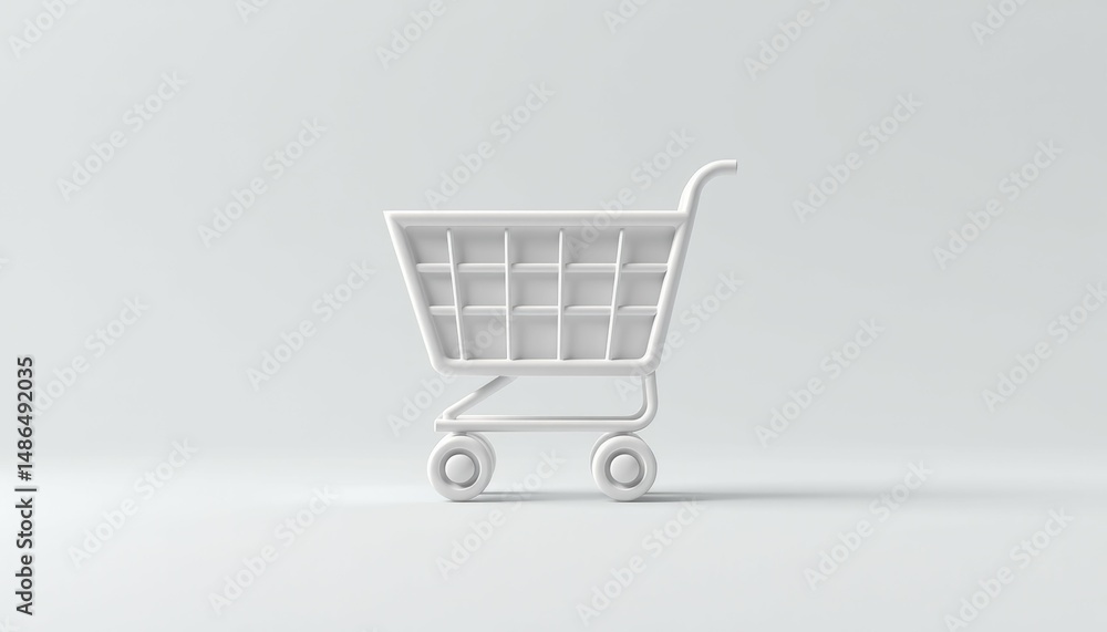 E-commerce Shopping Cart Icon Minimalist Style Digital Art Clean Background Side View Online Retail Concept E-commerce Shopping Cart Icon Minimalist Style Digital Art Clean Background Side View Online Retail Concept