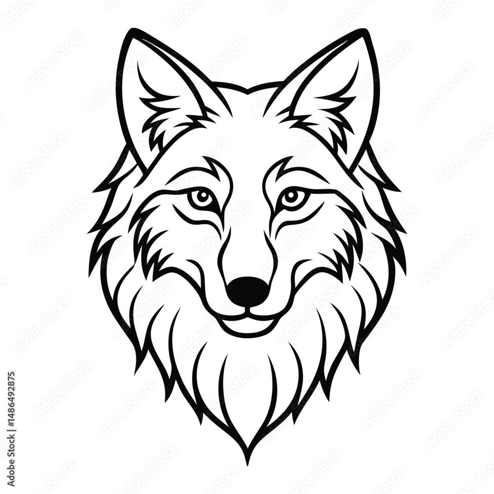 Naklejka premium wolf head line art vector
