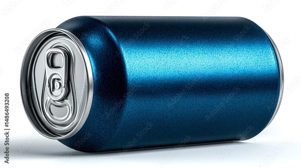 Blue Metallic Beverage Can with Pull Tab Isolated on White Background for Product Design and M Blue Metallic Beverage Can with Pull Tab Isolated on White Background for Product Design and M