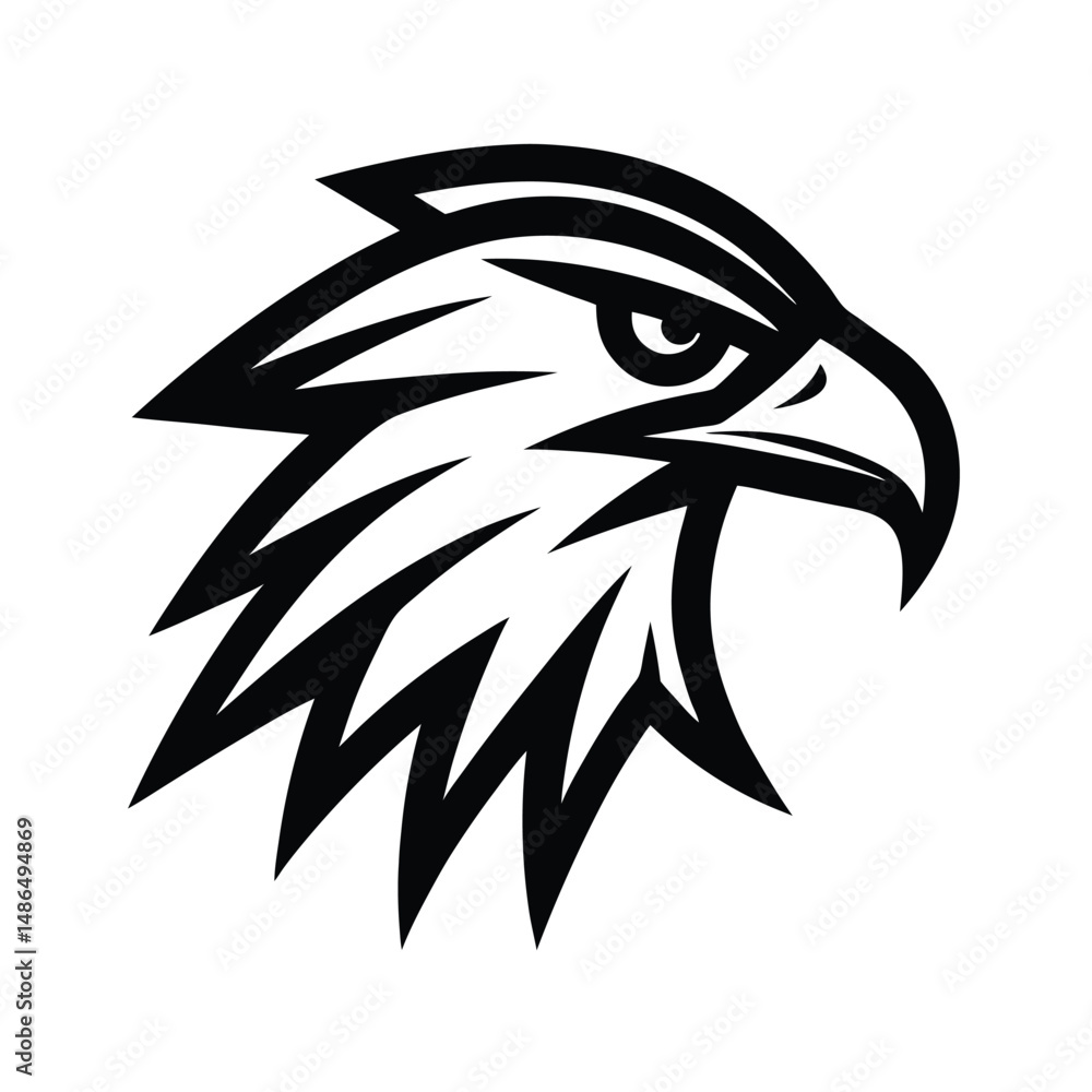 Fototapeta premium Majestic eagle head profile black and white design