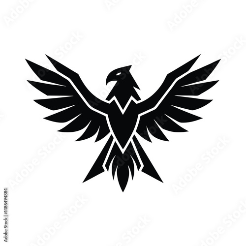 Majestic black eagle wings spread wide soaring high