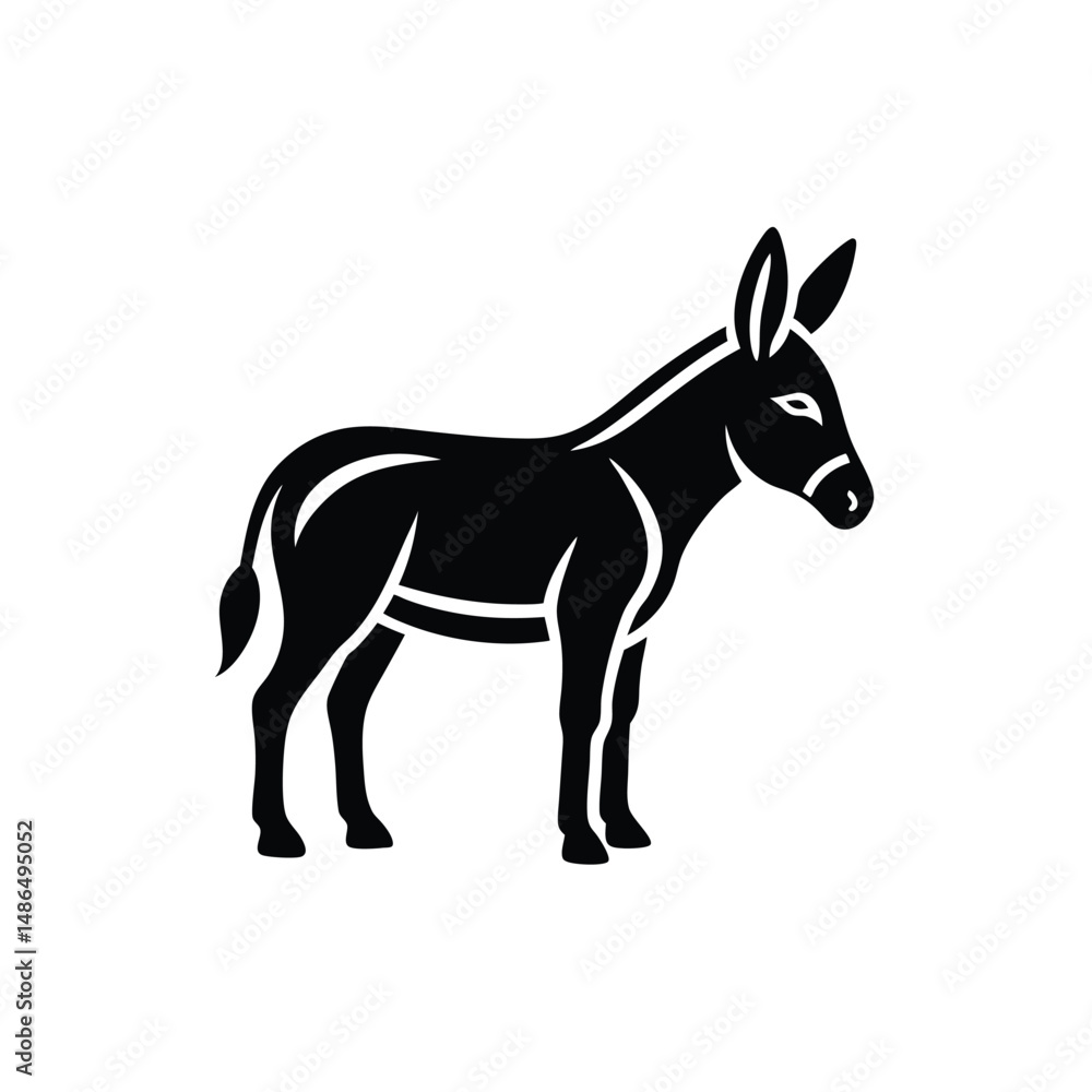 Fototapeta premium Strong silhouette of a donkey farm animal
