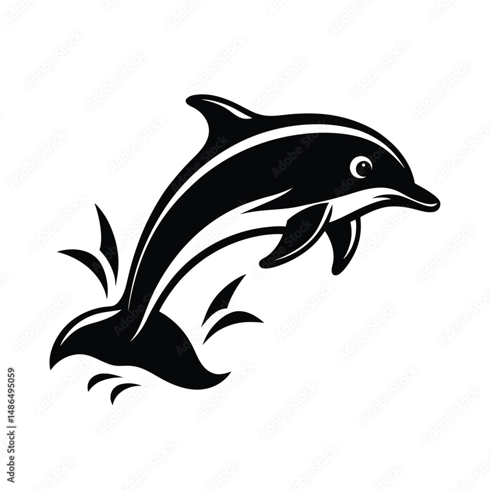 Naklejka premium Leaping dolphin ocean mammal aquatic wildlife