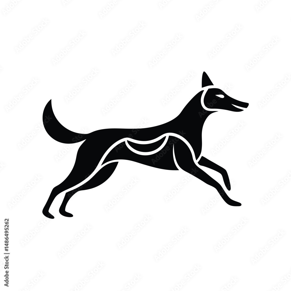 Fototapeta premium Stylized canine silhouette running bold design