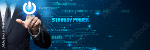 Businessman interacts with a futuristic 