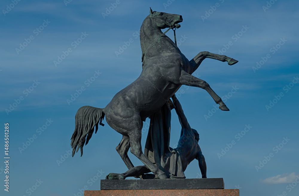 Fototapeta premium A young man defeated by a horse