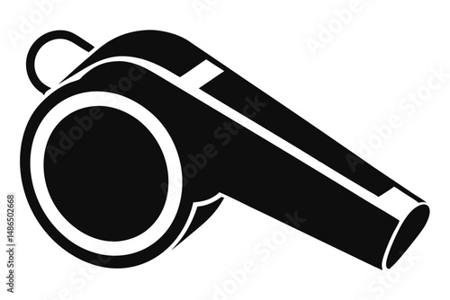 Black Sports Whistle Illustration for Referees, Coaches, and Athletic Training Purposes