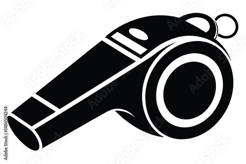 Vector Illustration of a Classic Black and White Sports Whistle Design