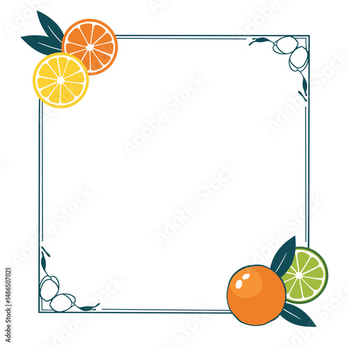Citrus fruit border design with oranges, limes, and lemons  