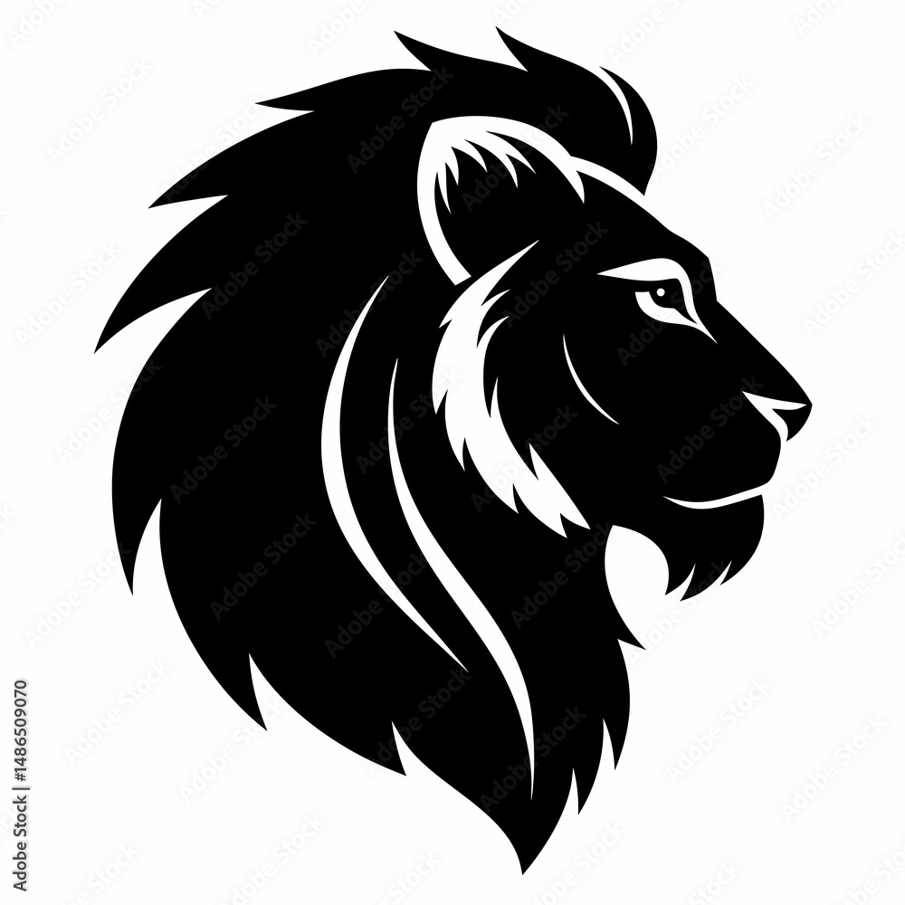 Lion face silhouette vector illustration on white background Lion face silhouette vector illustration on white background