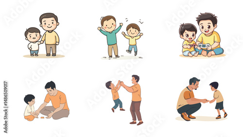 collection of Father daughter and Son kidding children's book illustration