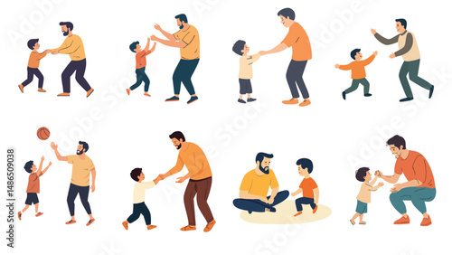 collection of Father daughter and Son kidding children's book illustration