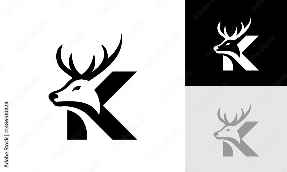 Obraz premium letter K deer logo