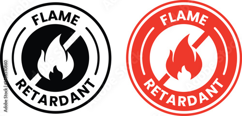Flame Retardant Sticker or Flame Retardant Label Vector Isolated. Vector Sticker. Best Flame Retardant Label for Product Packaging Design, Print Design, and More About Flame Retardant Products.