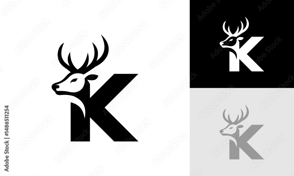 Fototapeta premium letter K deer logo