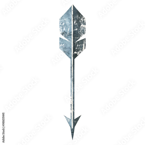 Sleek Arrow with Nuanced Textures in Blue Grey Color Isolated on Transparent Background
